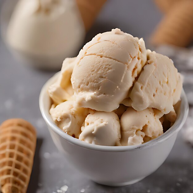 Foto una taza de helado con helado en ella