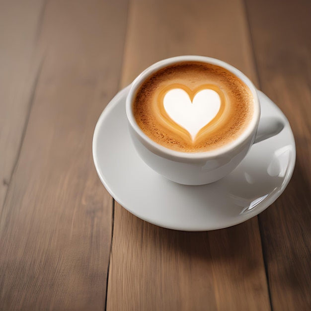 Foto una taza de latte con un corazón dibujado en ella