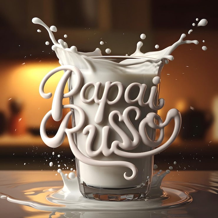Foto una taza de leche blanca con las palabras papee en ella ai generativo