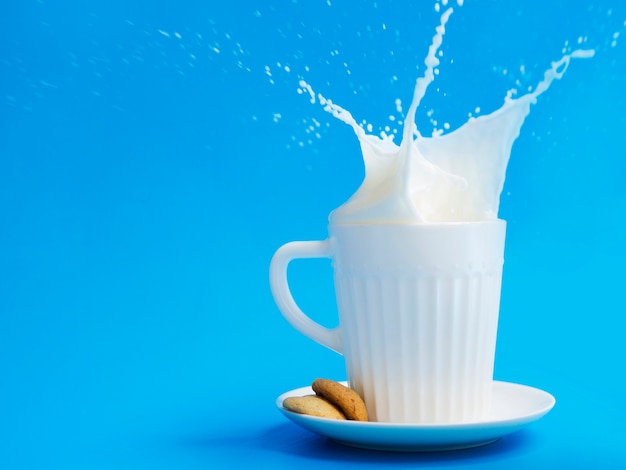 Taza de leche con galletas