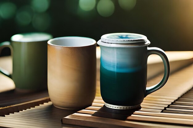 Foto una taza con un líquido azul dentro.