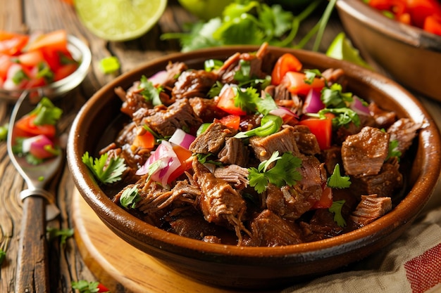 Una taza de menudo servida con arroz mexicano