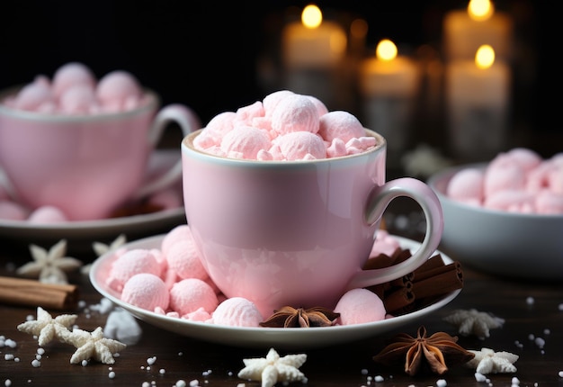 Taza naranja de cacao con rosa blanco