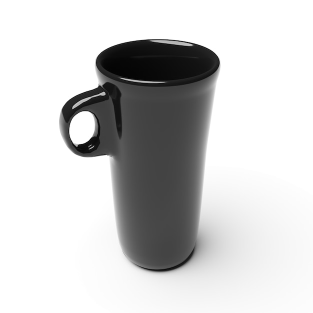 Taza negra aislada en un fondo blanco