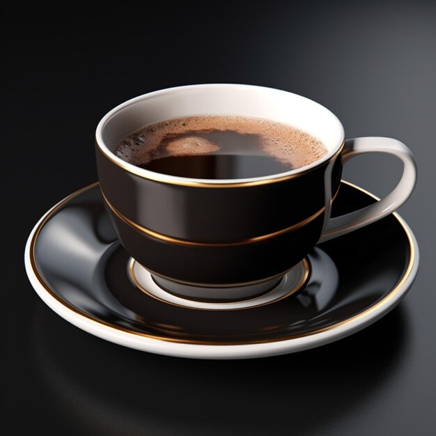 taza negra de café caliente foto de alta calidad