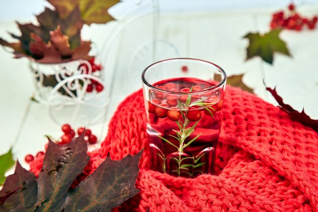 Taza o taza de té viburnum caliente