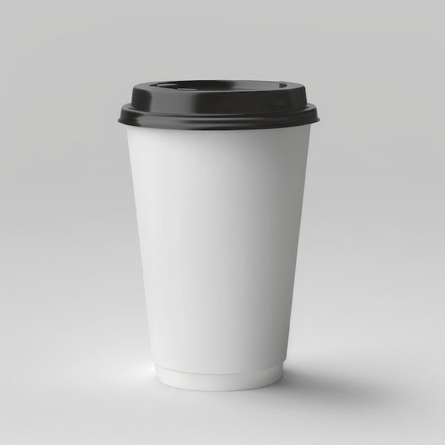 Taza de papel blanco en blanco para café en maqueta de fondo blanco en blanco