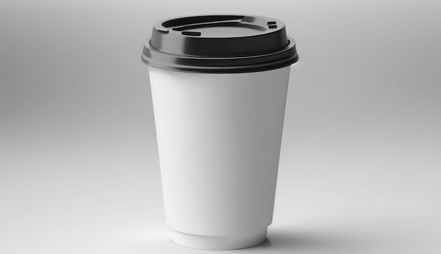 Taza de papel blanco en blanco para café en maqueta de fondo blanco en blanco