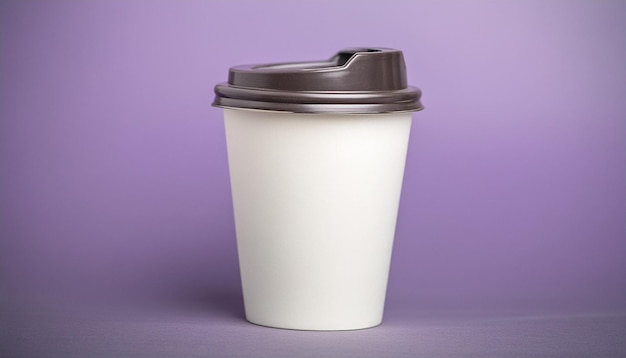 Foto taza de papel blanco desechable con tapa para té o café bebida para llevar imitación de bebida caliente