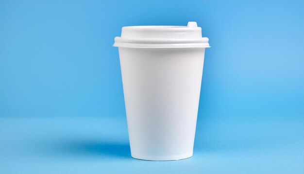 Taza de papel blanco desechable con tapa para té o café Bebida para llevar Imitación de bebida caliente