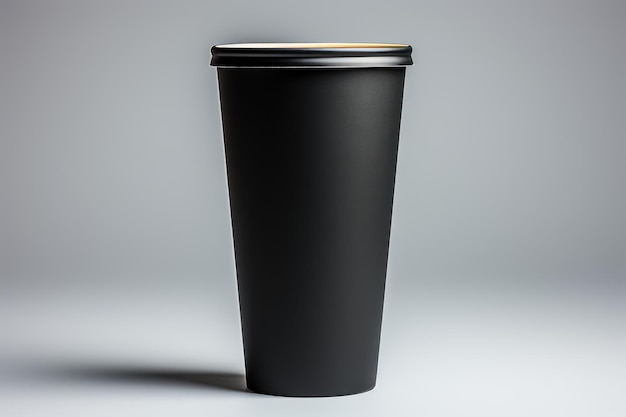 taza de papel negro para fotografía profesional de café