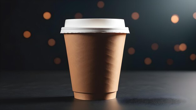 Taza de papel ondulado con tapa Tazo de papel de café con etiqueta Contenedor de plástico marrón para bebidas Taza de mocha latte o capuchino para café