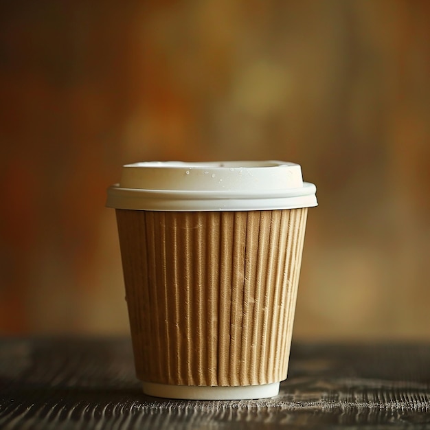 una taza de papel con una tapa que dice cita de café en ella