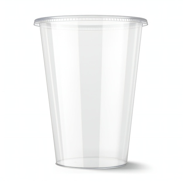 Taza de plástico Ilustración realista aislada sobre un fondo blanco