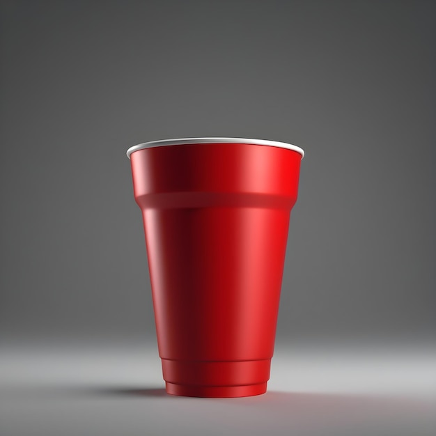una taza de plástico roja con una tapa blanca que dice "no hay logotipo" en ella