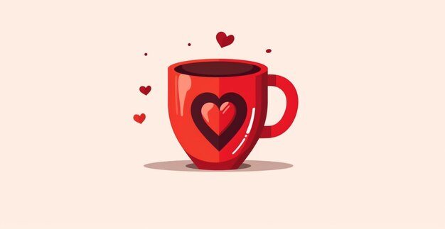 taza roja con un corazón en ella