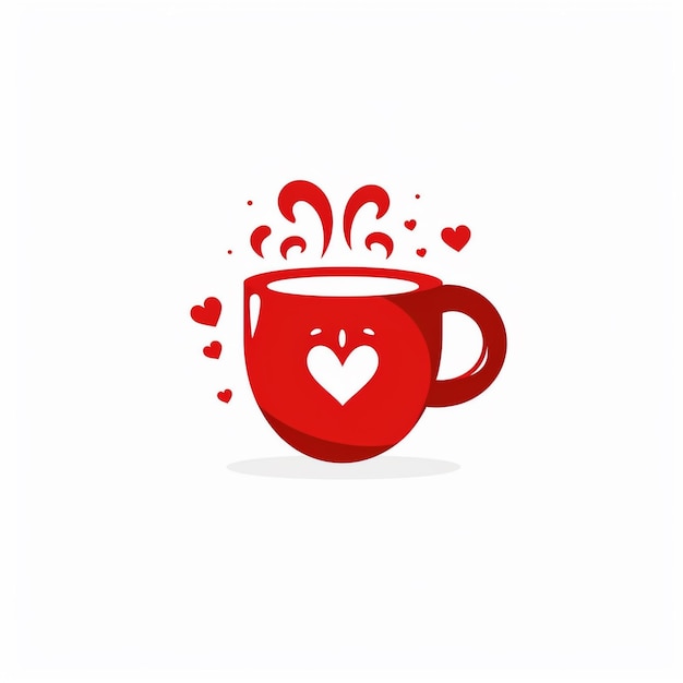 una taza roja con un corazón en ella