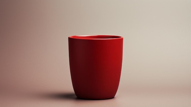 Foto taza roja muy detallada con superficie marrón diseño renderizado cinema4d