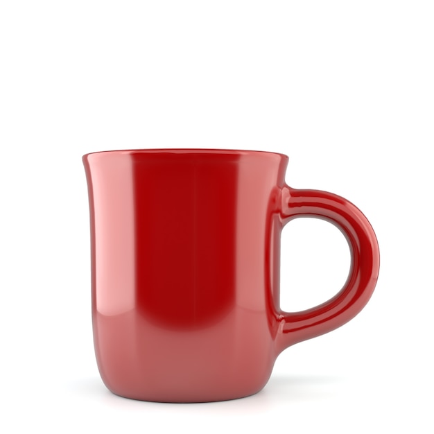 Taza roja sobre un fondo blanco - Ilustración 3D