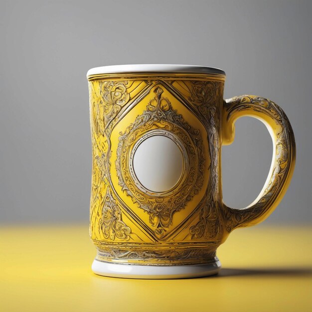 una taza sobre fondo amarillo