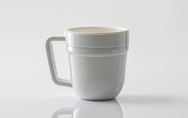 Taza Con Tapa Blanca Sobre La Mesa