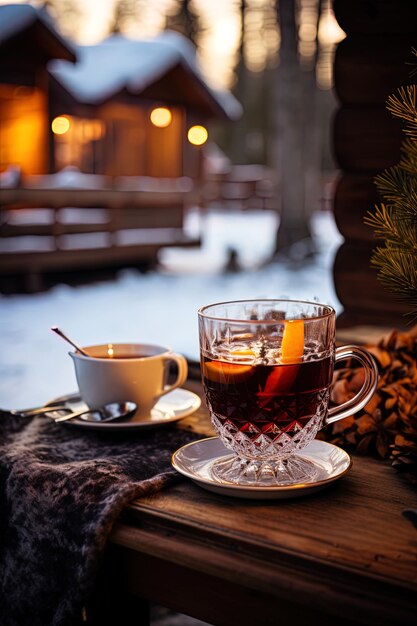 Foto una taza de té al lado de una tazón de té y una tazona de té