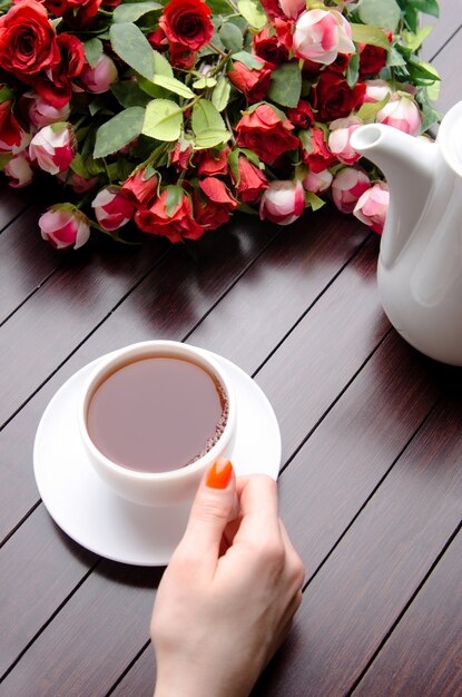 Taza de té en concepto de catering