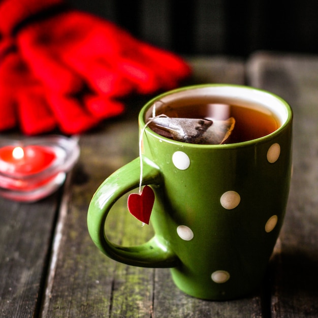 Taza de té con un corazón