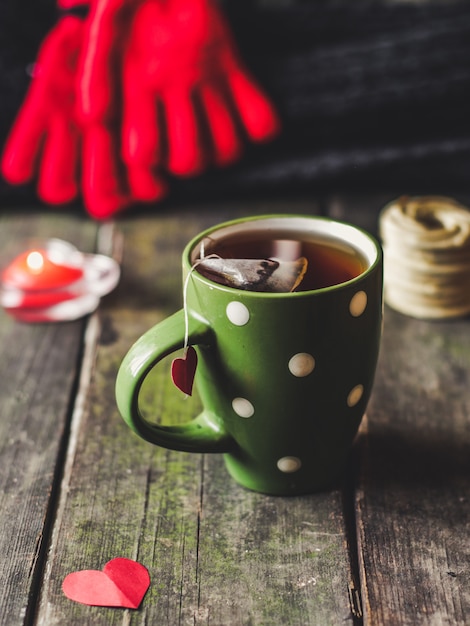 Taza de té con un corazón