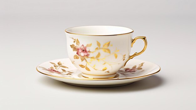 una taza de té con un diseño de flor