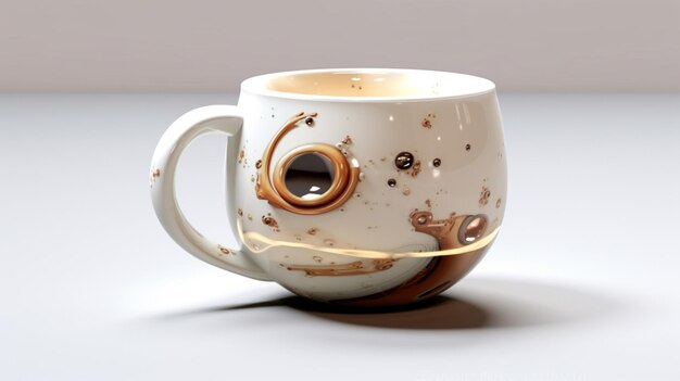 Taza de té futurista con un fondo blanco Ai Generative