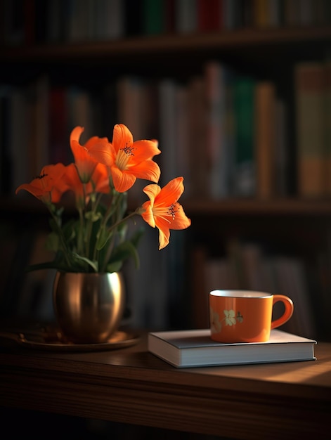 Una taza de té junto al alféizar de la ventana.