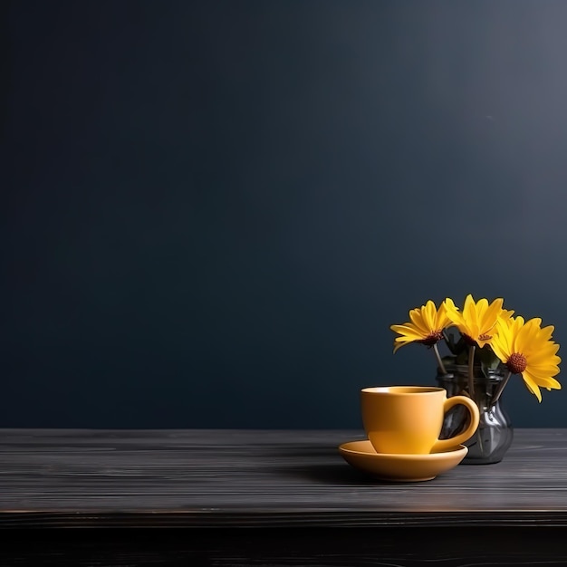 Una taza de té junto al alféizar de la ventana.