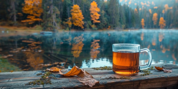 Foto taza de té en una mesa de madera