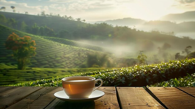 Foto una taza de té en una mesa con una taza de café en ella