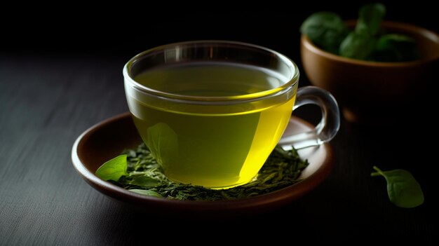 Taza de té verde saludable Ilustrador de IA generativa