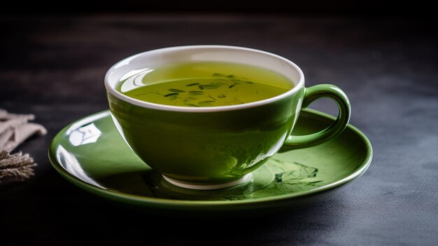 Taza de té verde saludable Ilustrador de IA generativa