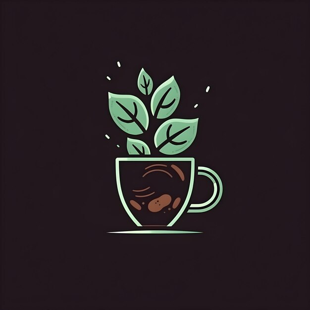 Una taza verde con granos de café