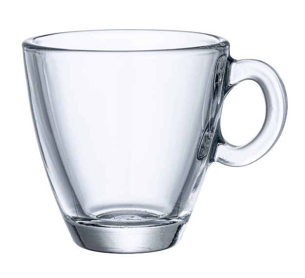 Taza de vidrio transparente para té aislado