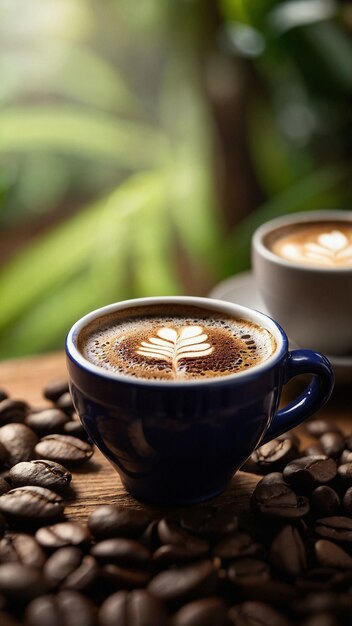 tazas de café con un corazón en la parte superior