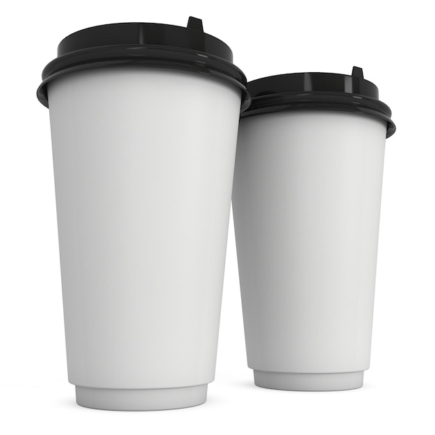 Tazas de café desechables Taza de papel en blanco con tapa de plástico