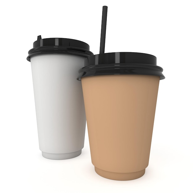 Tazas de café desechables Taza de papel en blanco con tapa de plástico