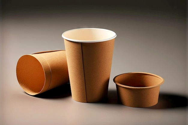 Tazas de café marrón natural para bebidas calientes vajilla de papel desechable