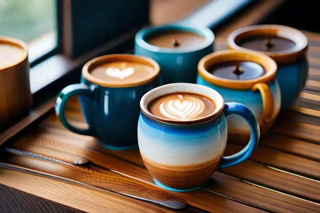 Foto tazas de café con la palabra latte en ellas
