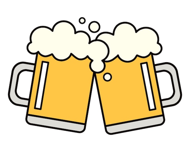 Las tazas de cerveza de alegría png línea de bebidas ilustración de arte de fondo transparente