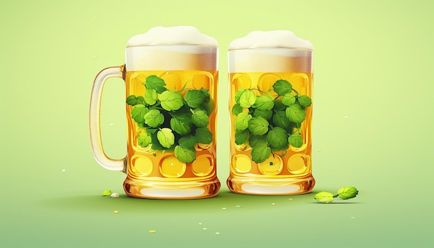 Las tazas de cerveza del día de San Patricio