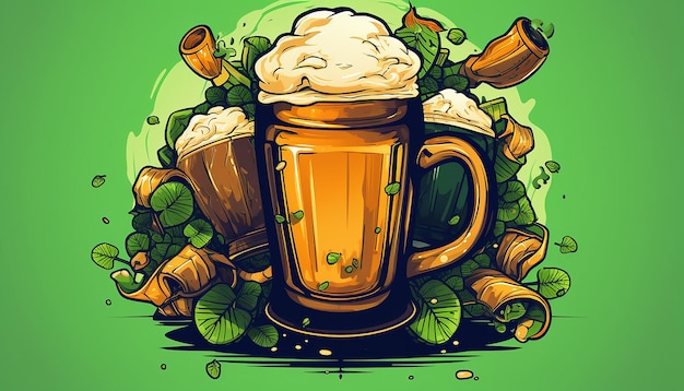 Las tazas de cerveza del día de San Patricio