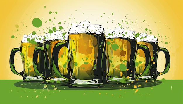 Las tazas de cerveza del día de San Patricio