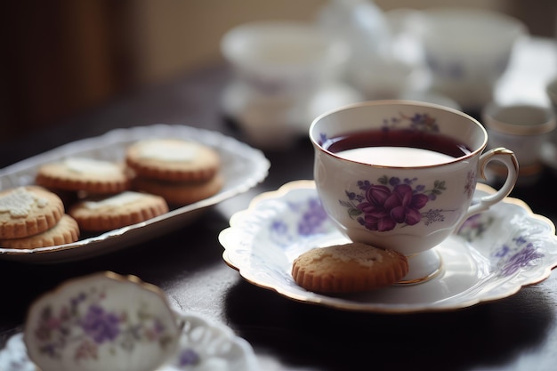 Tazas de galletas de té Sabroso delicioso Generar Ai