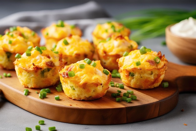 Tazas de muffins de tocino y huevo con queso y verduras para el desayuno